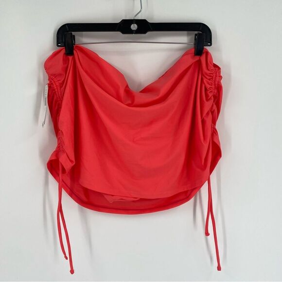 Island Escape Plus Women's Hamptons Ruched Skirtini Swim Bottom Coral 24W - Picture 4 of 5